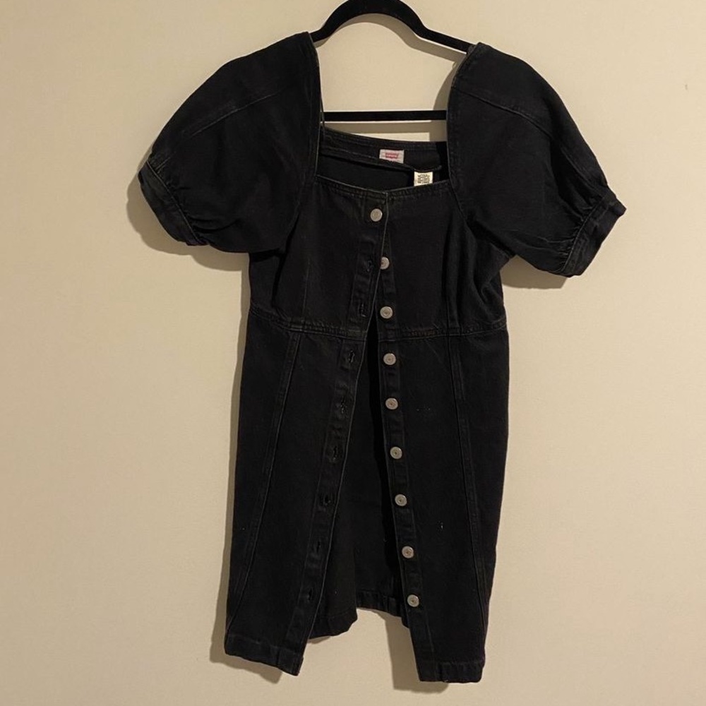 Levis denim button down puff sleeve dress